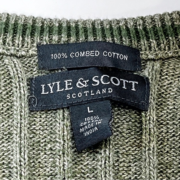 Lyle & Scott Scotland Men’s Large Combed Cotton Green Sweater Vest Grandpa golf - Picture 3 of 7